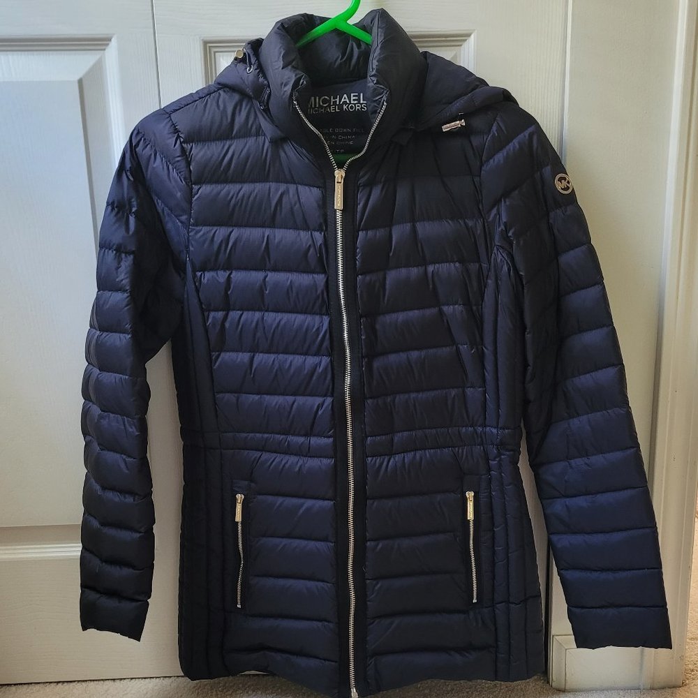 Michael Kors Packable Lightweight Down Hooded Jacket XS NWOT